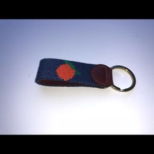 Navy Keychain with an Orange Needlepoint Keychain